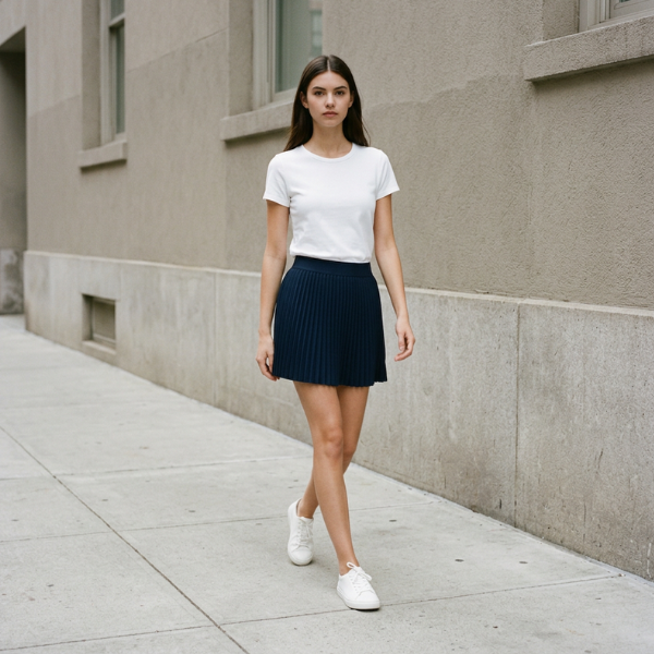 Black Mini Skirt - Pleated w/ Elasticated Back Waist Band