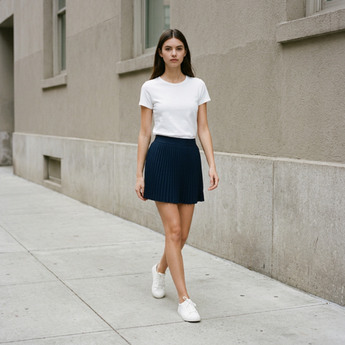 Black Mini Skirt - Pleated w/ Elasticated Back Waist Band