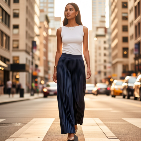 Black Pleated Pants w/ Elasticated Back