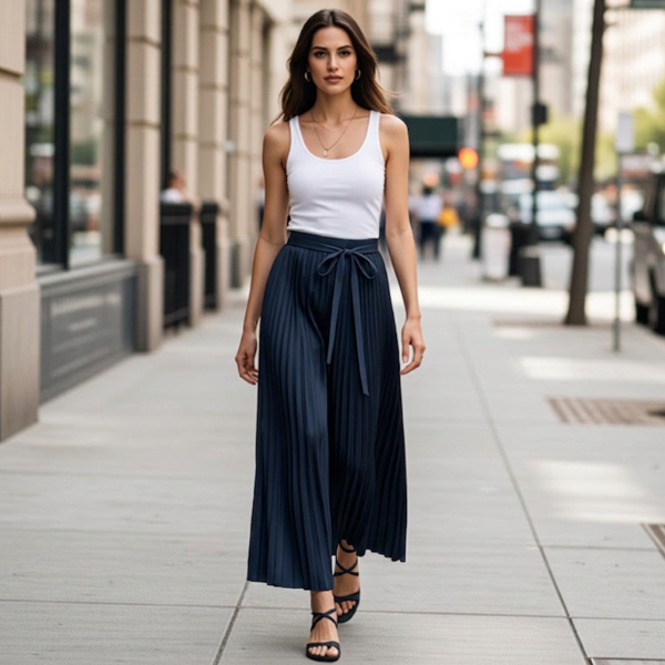 Pleated Wrap Pants