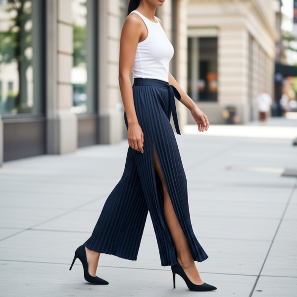 Pleated Wrap Pants