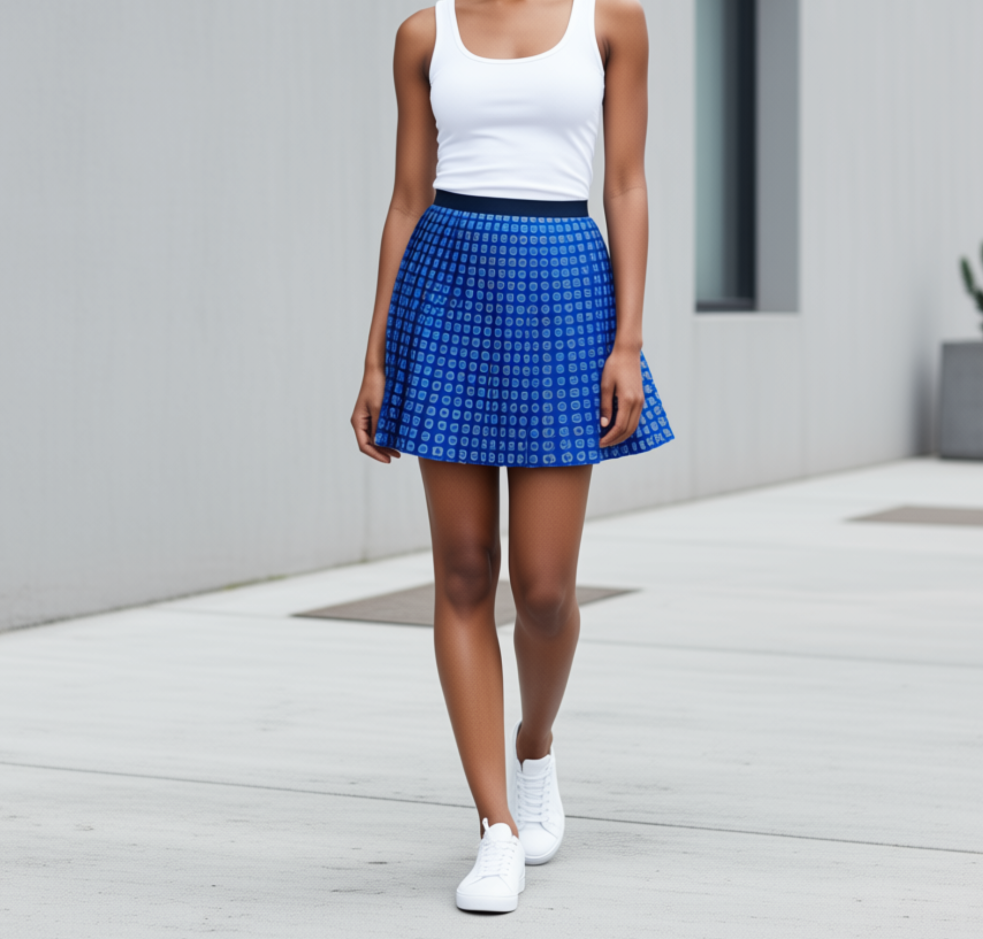 Shwe Shwe Pleated Skirt - Royal Blue, Knee Length