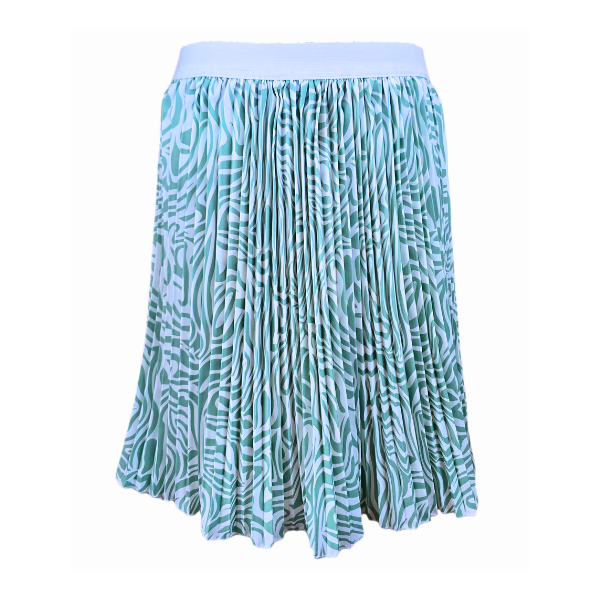 Midi Pleated Skirt - Green/White