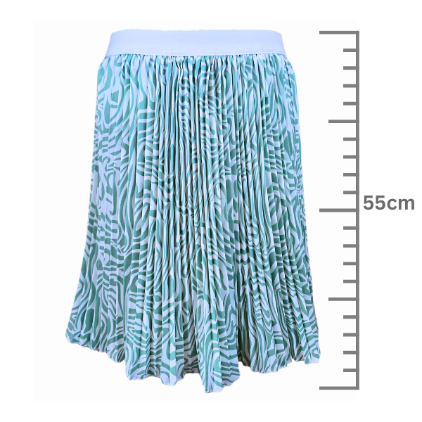 Midi Pleated Skirt - Green/White