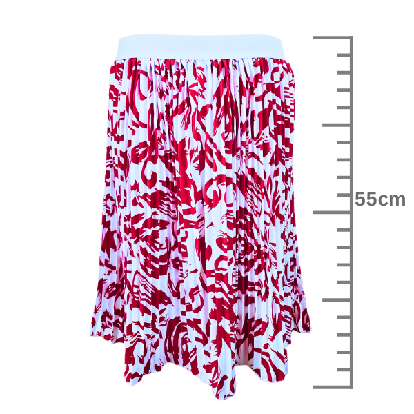 Midi Pleated Skirt - Red/White