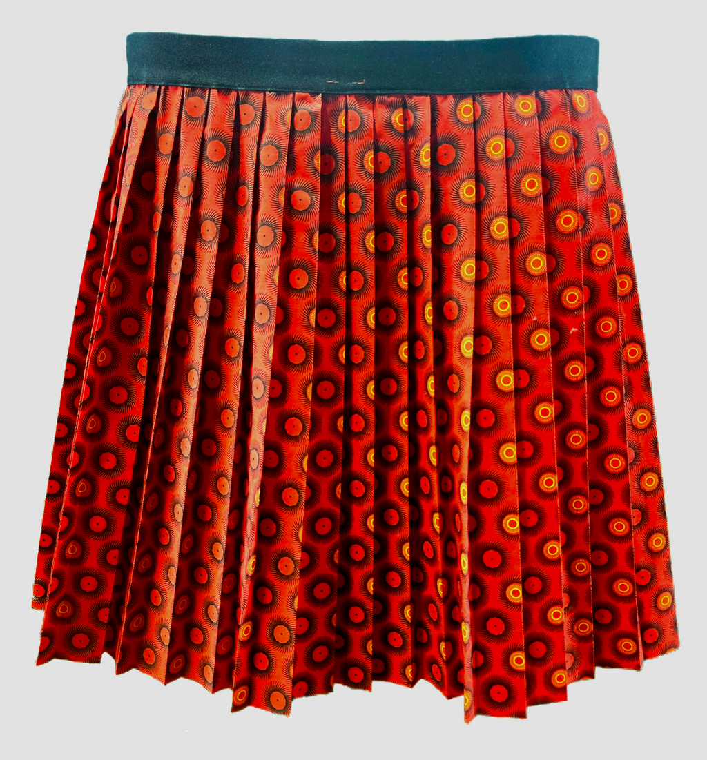 Shwe Shwe Pleated Skirt - Sunshine Red, Knee Length